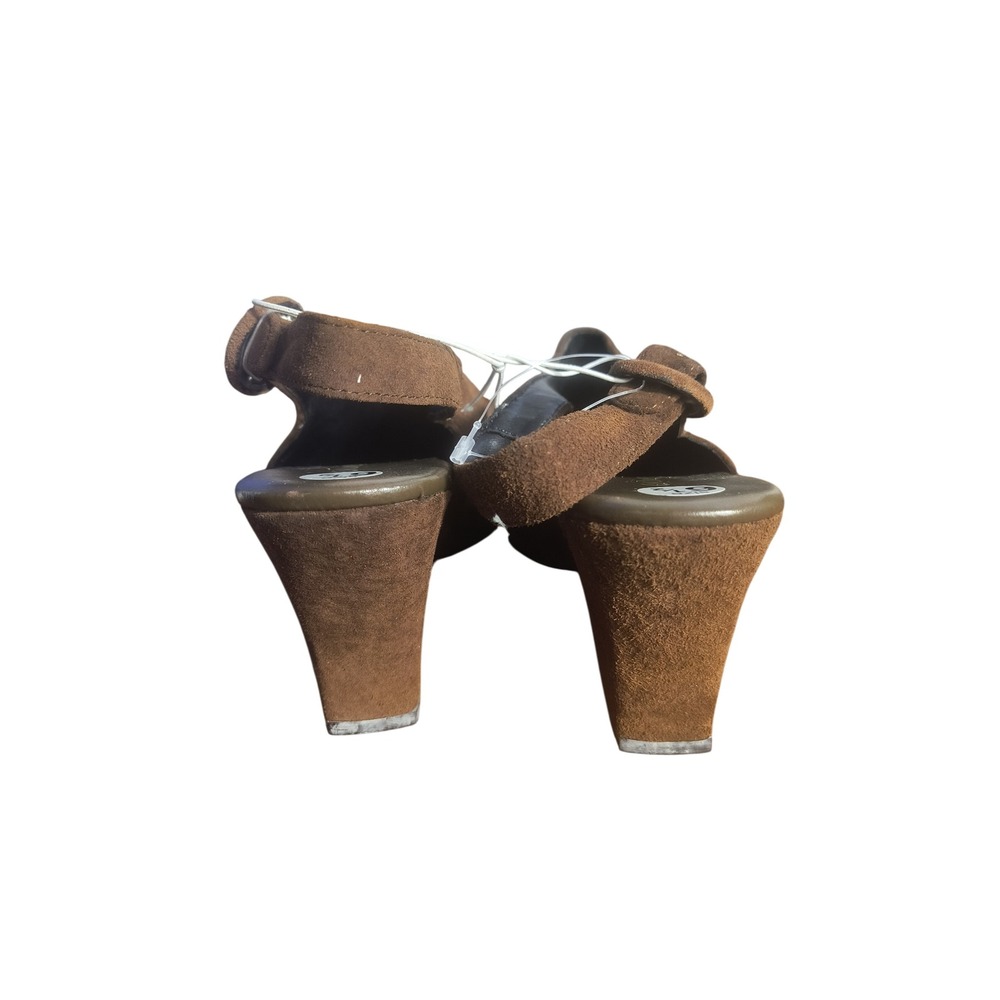 Chinese Laundry Brown Suede Wedge Heel Mules Buckle Slingback Casual Style - Picture 6 of 10